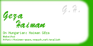 geza haiman business card